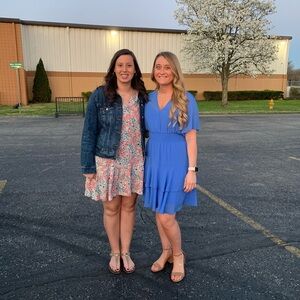 Taylor Blue A-Line V-Neck Sundress